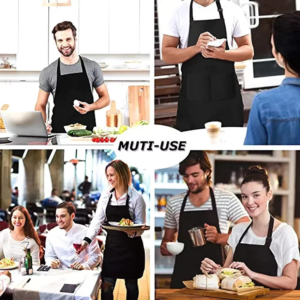 Adjustable Cooking Apron Unisex Household Solid Color Chef Waiter Barbecue Hairdresser Adult Pocket Apron Kitchen Supplies Tool